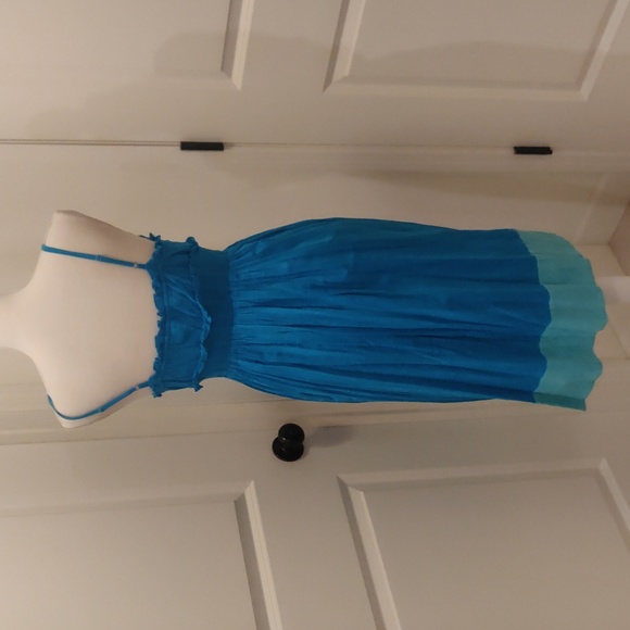 Banana Republic spaghetti stripes blue dress sz 0 - Picture 4 of 10